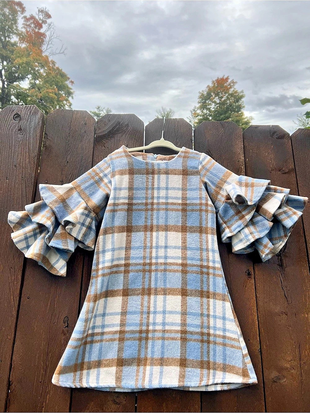 Mia Belle Girls Plaid Ruffle Sleeve Dress-Size 4T/5Y - Like New